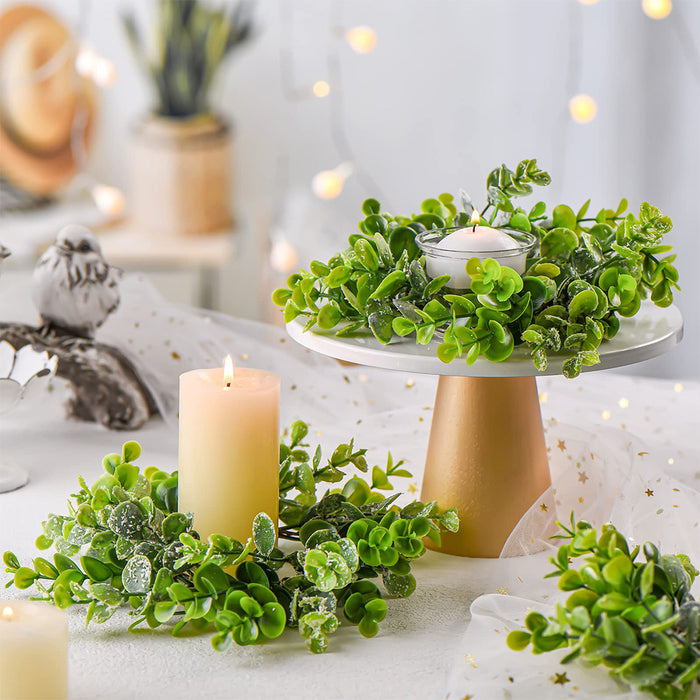 Bulk Artificial Eucalyptus Tabletop Candlestick Wreath Candle Holder Rings Mini Centerpiece 11 Inch Wholesale