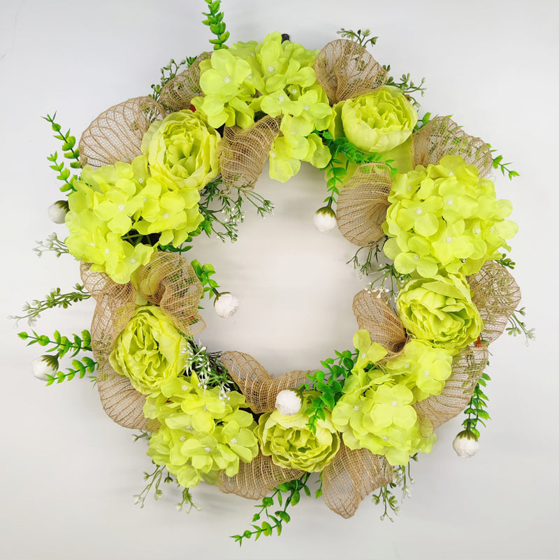 Bulk Artificial Hydrangea Peony Wreaths with Eucalyptus Faux Silk Flower Wreaths Ornament for Front Door Wall Hanging Home Decoration Wholesale