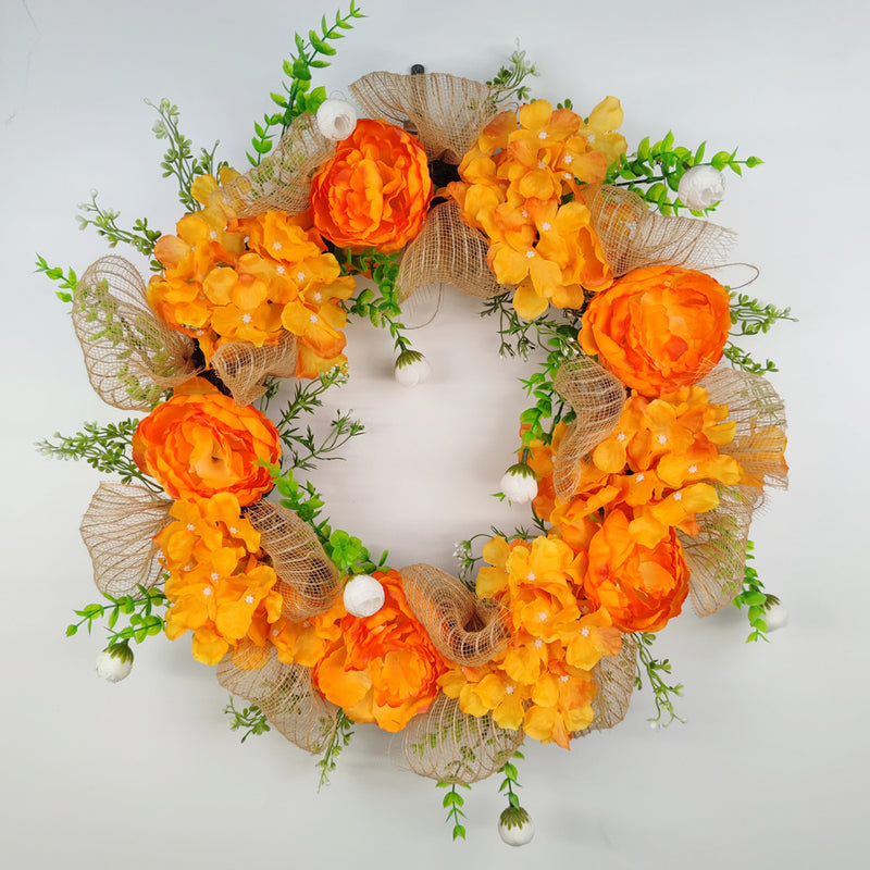 Bulk Artificial Hydrangea Peony Wreaths with Eucalyptus Faux Silk Flower Wreaths Ornament for Front Door Wall Hanging Home Decoration Wholesale