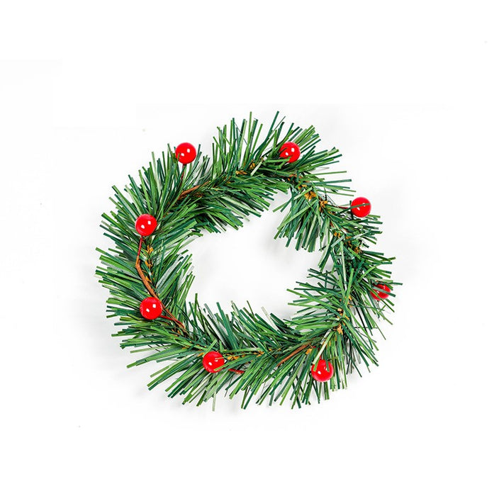 Bulk Artificial Pine Berry Tabletop Candlestick Wreath Candle Holder Rings Mini Christmas Centerpiece 3 Inch Wholesale