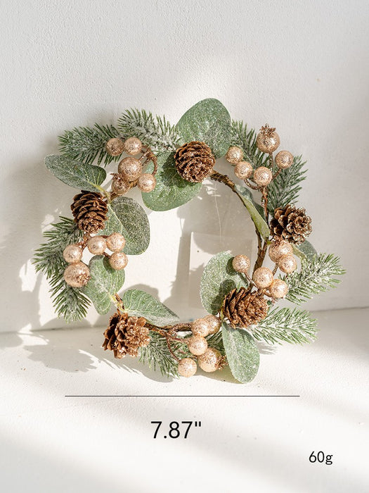 Bulk Artificial Pine Cone Berry Tabletop Candlestick Christmas Wreath Candle Holder Rings Xmas Centerpiece Wholesale