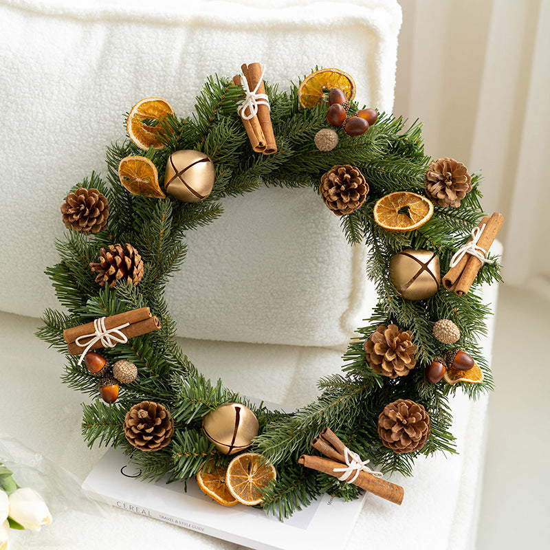 Bulk Artificial Pine Cone Lemon Cinnamon Wreaths Christmas Ornament for Front Door Wholesale