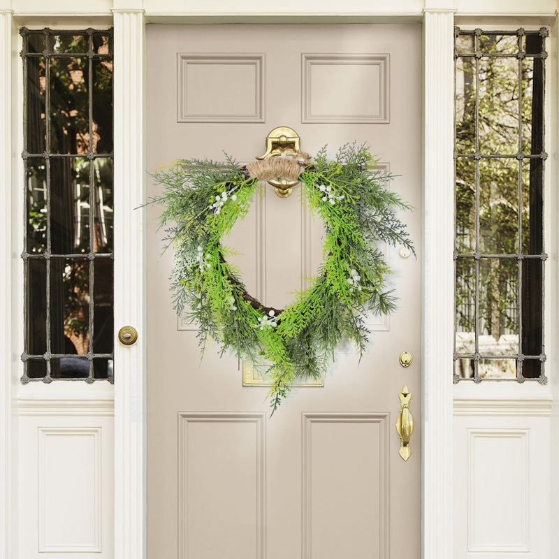 Bulk Artificial Pine Needle Greenery Wreaths Christmas Wreaths Ornament for Front Door Wall Hanging Home Decoration Wholesale