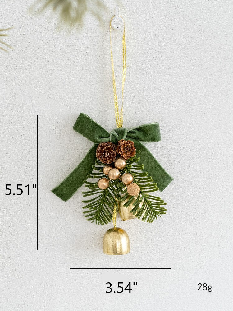 Bulk Artificial Pine Cone Pendant with Bell Mini Wreath Hanging Ornament Christmas Decorations Wholesale