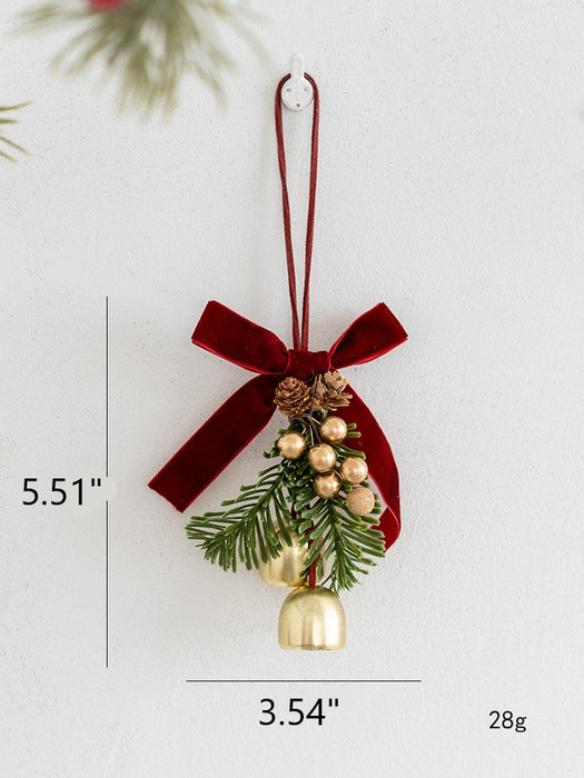 Bulk Artificial Pine Cone Pendant with Bell Mini Wreath Hanging Ornament Christmas Decorations Wholesale