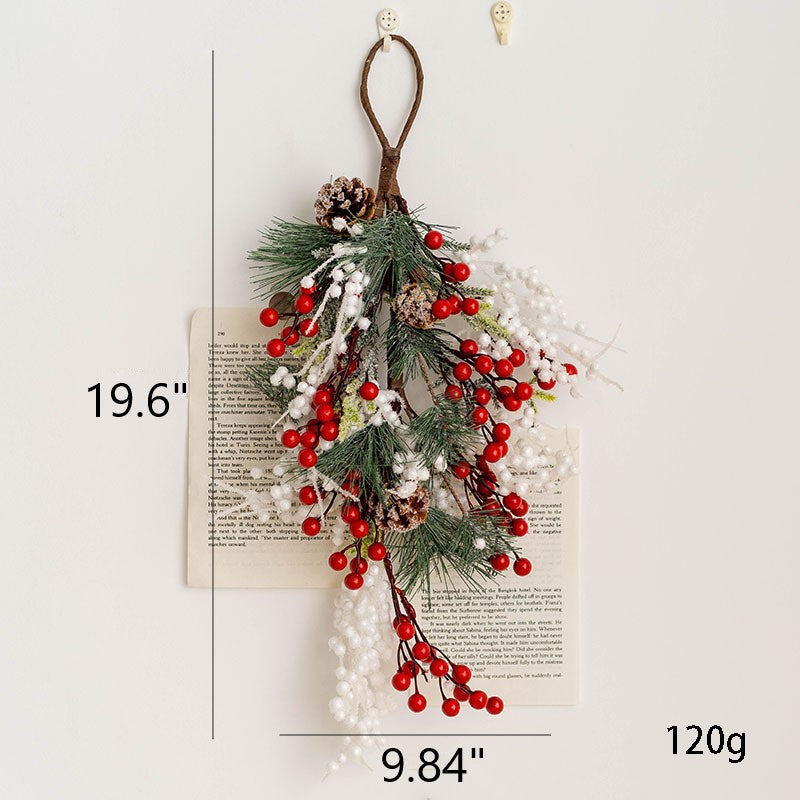Couronne de pommes de pin artificielles en vrac, houx et baies de Noël, guirlandes en forme de larme pour arrangement floral de Noël, vente en gros
