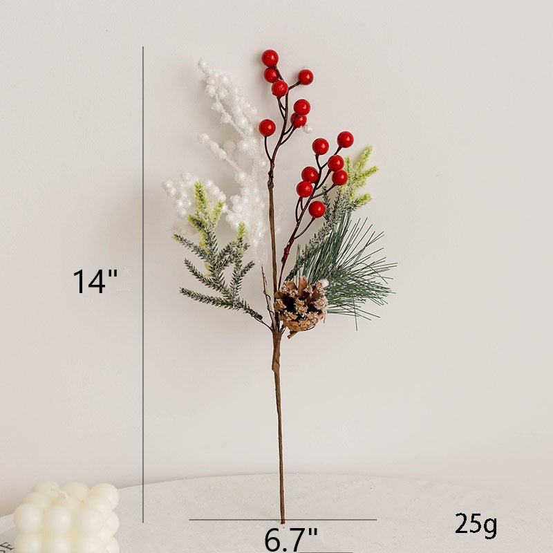 Couronne de pommes de pin artificielles en vrac, houx et baies de Noël, guirlandes en forme de larme pour arrangement floral de Noël, vente en gros
