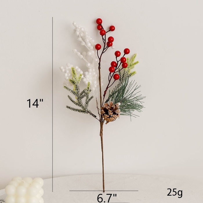 Bulk Artificial Pinecone Holly Berry Christmas Picks Wreath Teardrop Swags for Christmas Floral Arrangement Wholesale