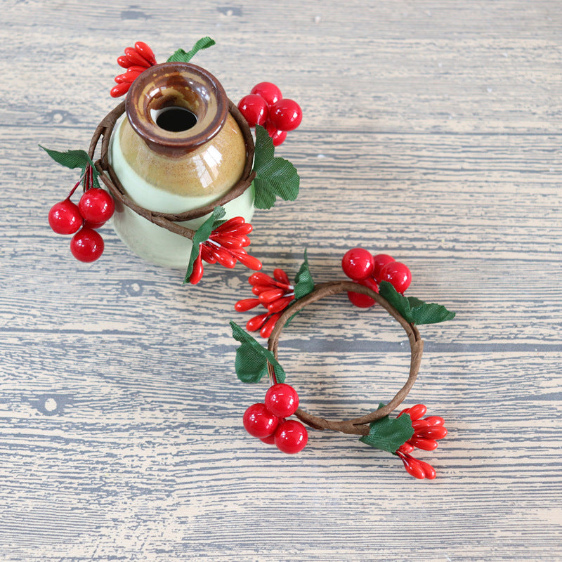 Ronds de serviette artificiels en gros de baies rouges pour Noël 