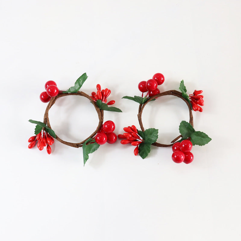Ronds de serviette artificiels en gros de baies rouges pour Noël 
