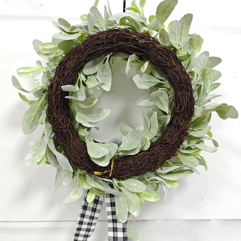 Bulk Artificial Rose Flocked Lamb's Ear Wreaths Silk Ornament for Front Door Farmhouse Wall Hanging Home Decoration Wholesale