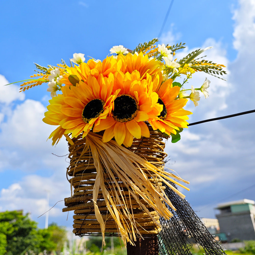 Bulk Artificial Sunflower Door Hanger Basket Wreath Summer Ornament fo ...