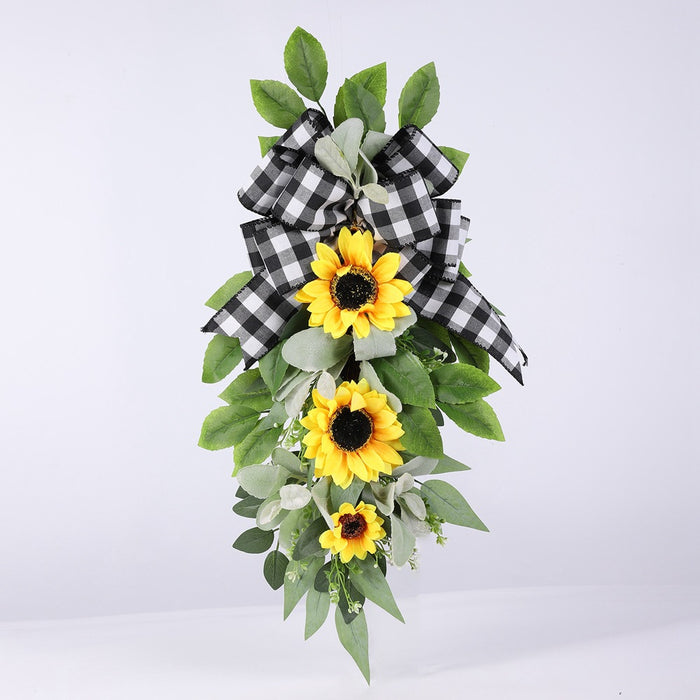 Bulk Artificial Sunflower Wall Swags Teardrop Swag Spring Summer Wreath for Front Door Porch Farmhouse Wholesale
