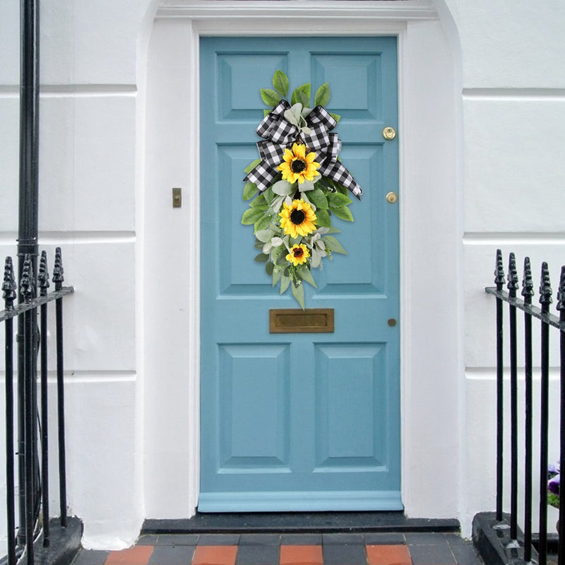 Guirnalda de flores artificiales de boj a granel de 17 ", corona de verano verde, venta al por mayor