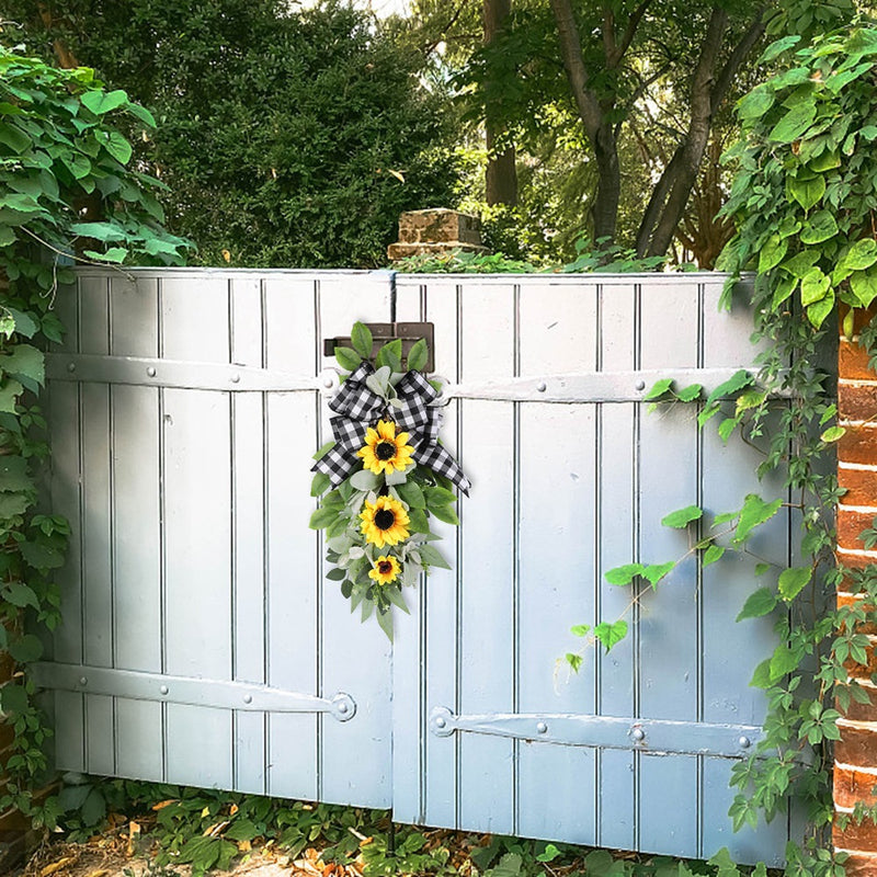 Guirnalda de flores artificiales de boj a granel de 17 ", corona de verano verde, venta al por mayor