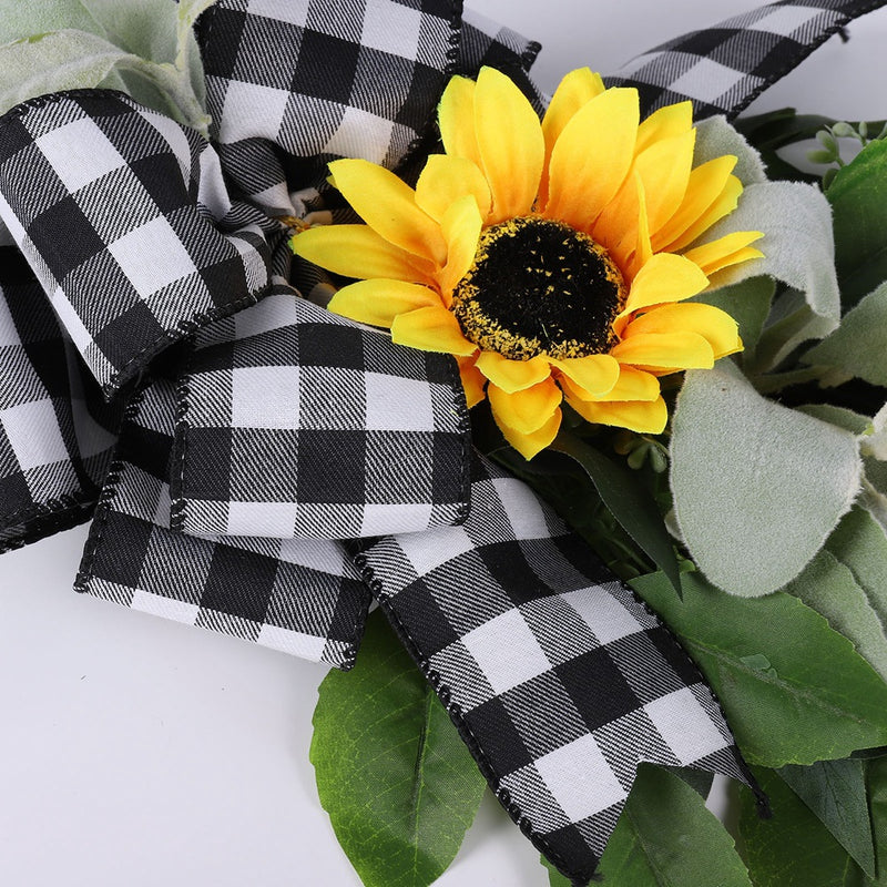 Guirnalda de flores artificiales de boj a granel de 17 ", corona de verano verde, venta al por mayor