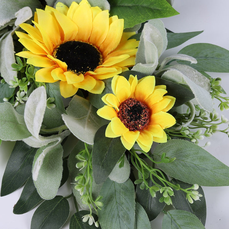 Guirnalda de flores artificiales de boj a granel de 17 ", corona de verano verde, venta al por mayor