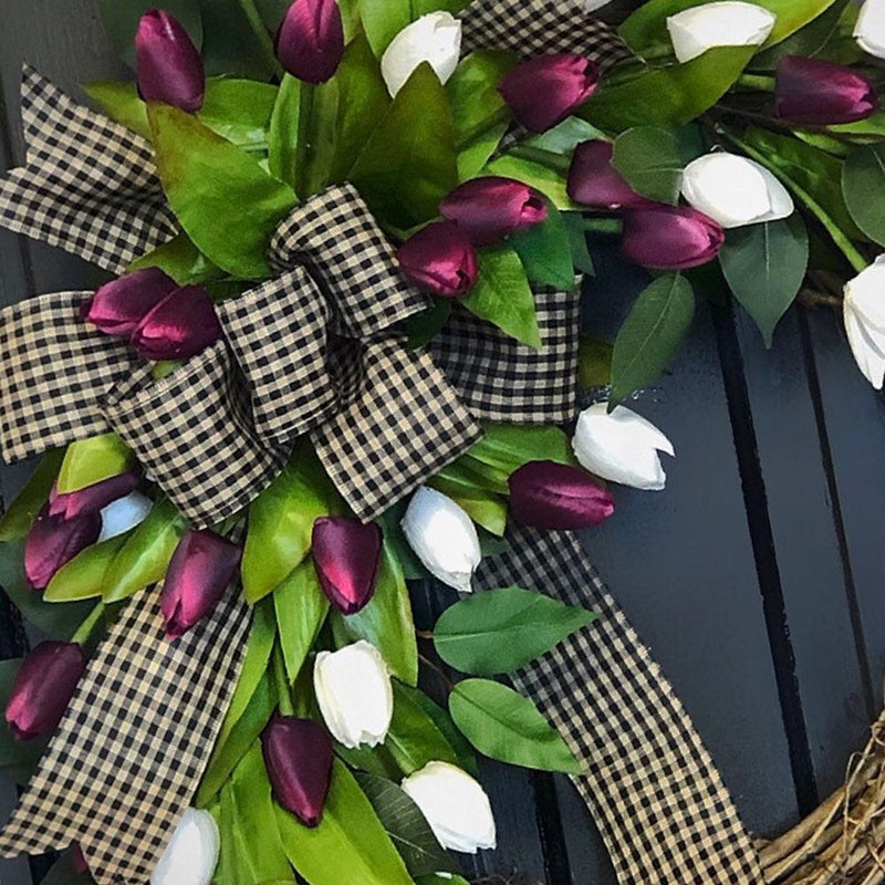 Bulk Artificial Tulip Wreaths Natural Rattan Wreath Ornament for Front Door Wall Hanging Home Decoration Wholesale