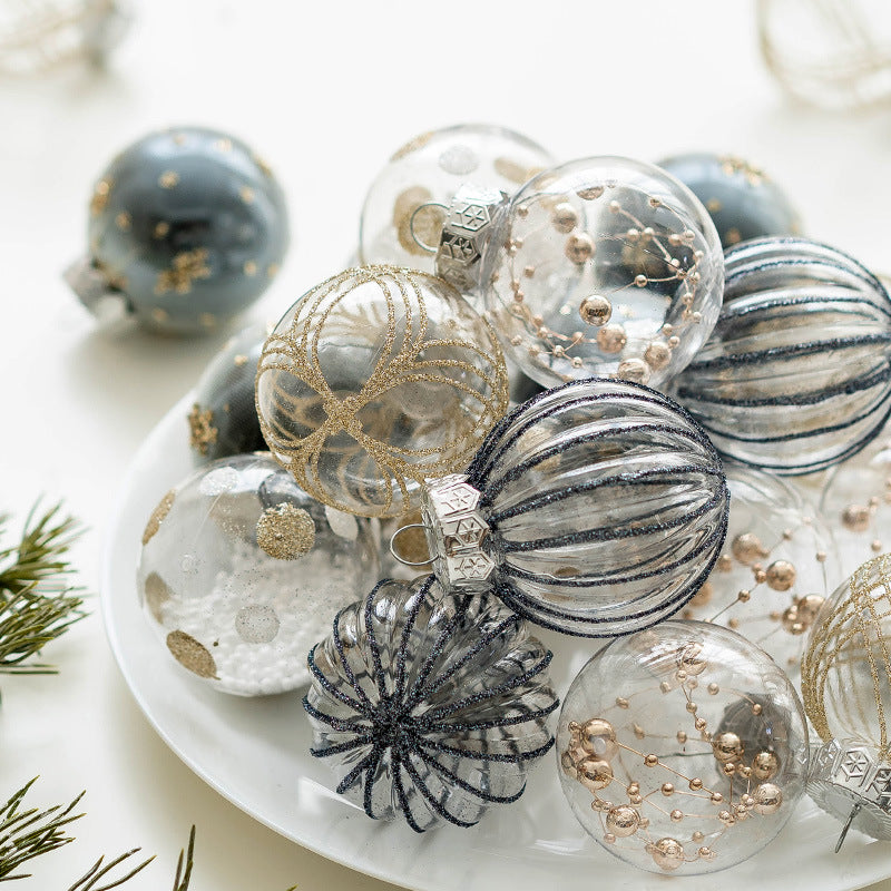 Bulk Blue Series Glitter Christmas Balls Set Hanging Ornaments for Christmas Tree Home Decor Wholesale