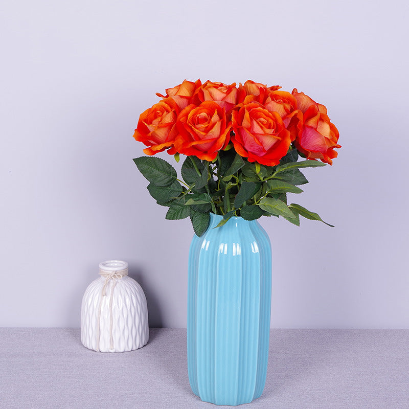 Lot de 10 bouquets de roses artificielles en flanelle bionique, liquidation en vrac, pour arrangement, fête de mariage, décoration de la maison, vente en gros 