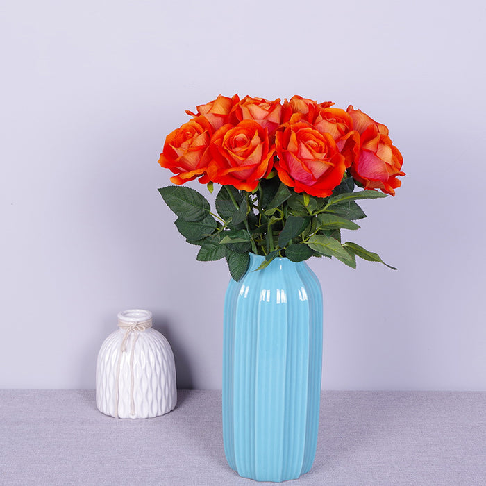 Bulk Exclusive 10Pcs 22 Colors Rose Stems Silk Flowers Baccara Artificial for Arrangement Wedding Party Home Decoration Wholesale