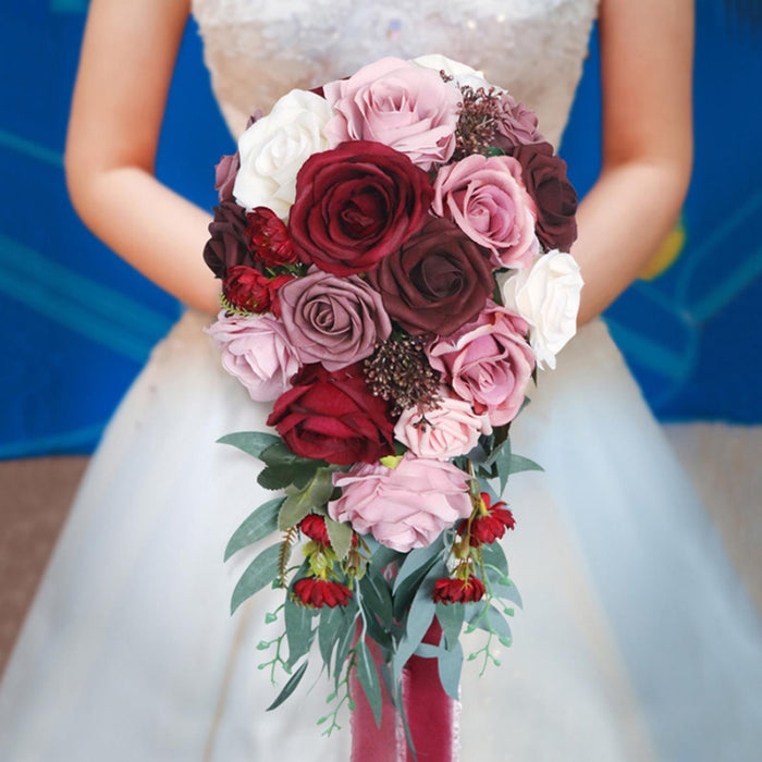 Ramo de novia de rosas en cascada a granel Ramos de boda al por mayor