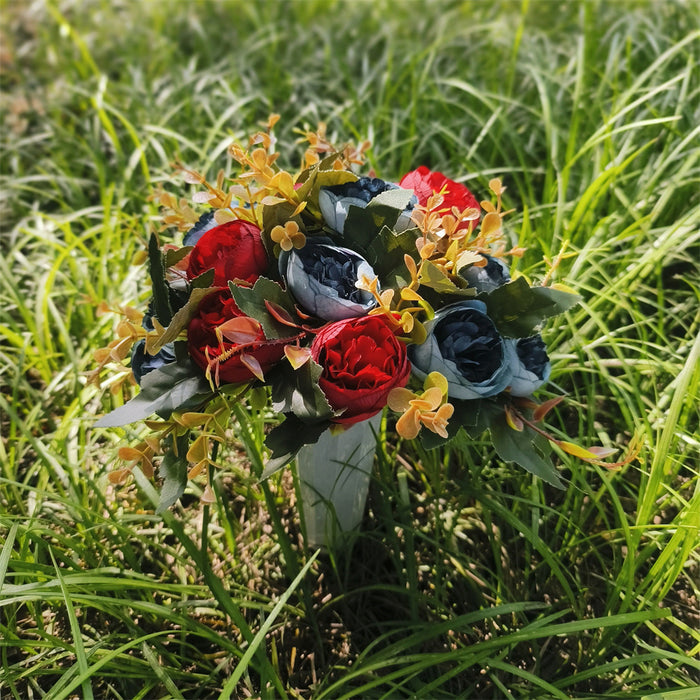 Flores mixtas de cementerio a granel en jarrón Flores artificiales para tumbas y arreglos conmemorativos al por mayor 