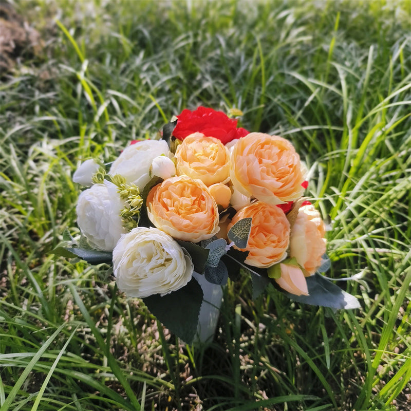 Bulk Cemetery Mixed Flowers in Vase Artificial Flowers for Graves and Memorials Arrangements Wholesale