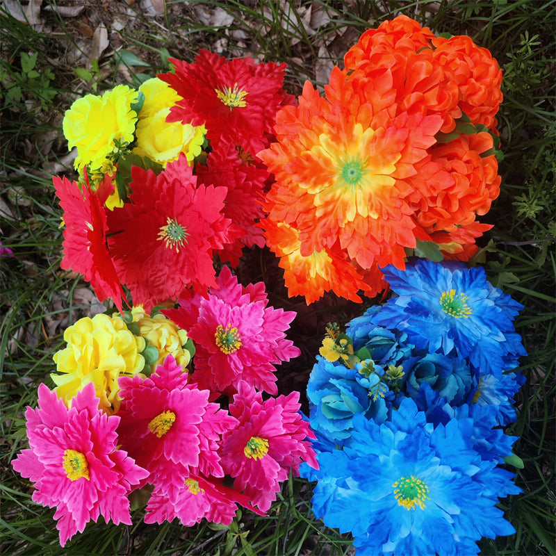 Bulk Christmas Cemetery Flowers Mixed Colors in Vase for Graves and Memorials Arrangements Wholesale