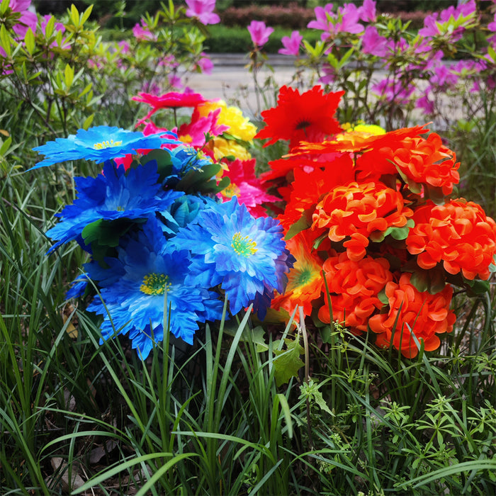 Flores de Cementerio Colores Mezclados en Florero Flores Artificiales para Tumbas y Arreglos Conmemorativos 