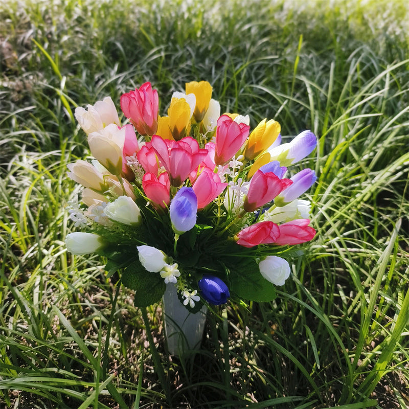 Bulk Cemetery Mixed Flowers in Vase Artificial Flowers for Graves and Memorials Arrangements Wholesale