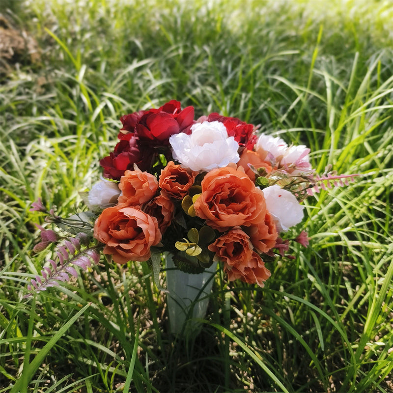 Bulk Cemetery Mixed Flowers in Vase Artificial Flowers for Graves and Memorials Arrangements Wholesale