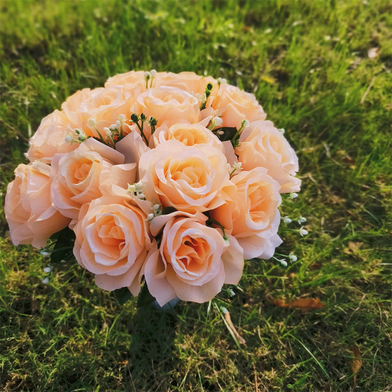 Bulk Exclusive 22 Colors Cemetery Flowers Roses Bush Bouquets in Vase Artificial Flowers for Graves and Memorials Arrangements Wholesale