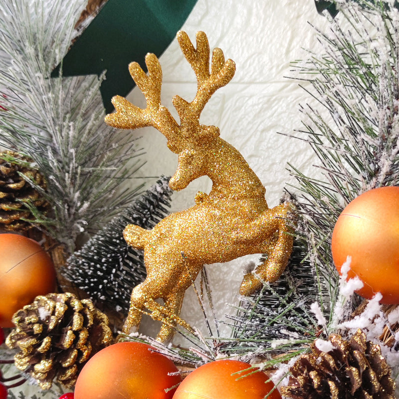 Bulk Christmas Ball Elk Cedar Pinecones Wreaths with Red Berries Bell for Front Door Wall Hanging Holiday Party Decoration Wholesale