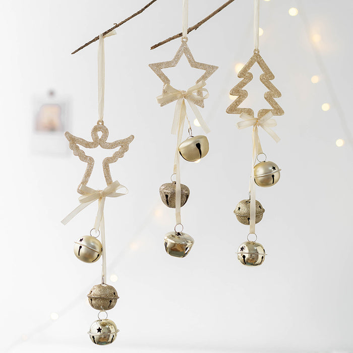 Bulk Christmas Bell String Angel Star Pendant Hanging Ornament Christmas Tree New Year Party Decorations Wholesale