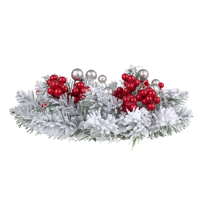 Bulk Christmas Cedar Red Berry Tabletop Candlestick Wreath Artificial Berry Candle Holder Rings Mini Christmas Centerpiece 11 Inch Wholesale