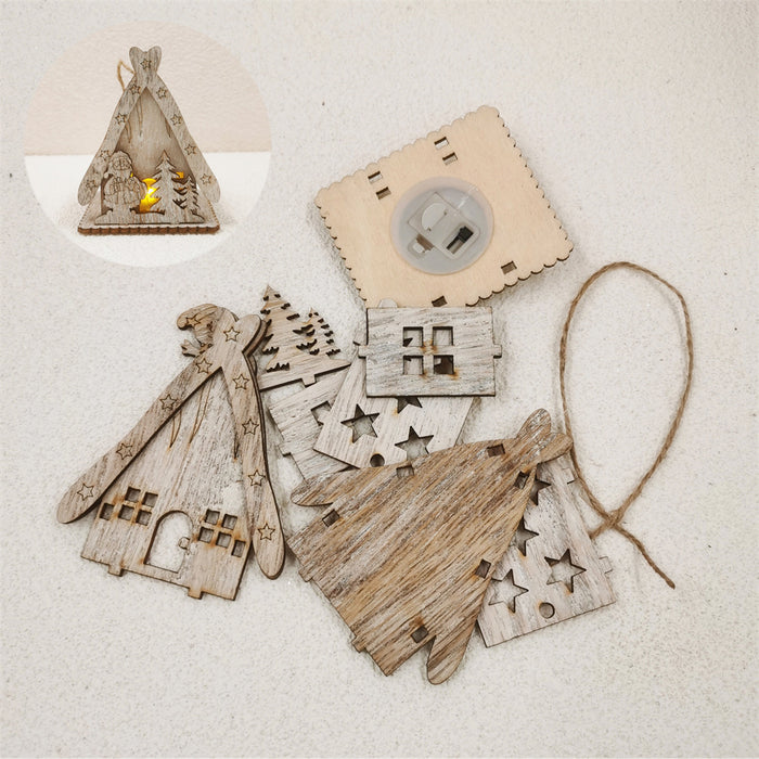 Bulk Christmas DIY Glow Cabin with Rope for Xmas Tree Pendant Decoration Toys Wholesale