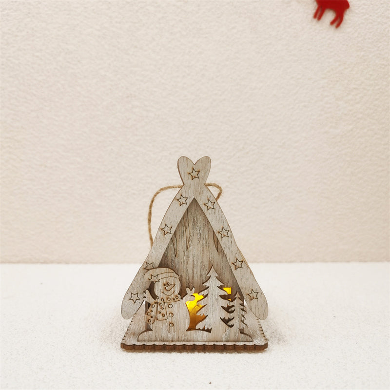 Bulk Christmas DIY Glow Cabin with Rope for Xmas Tree Pendant Decoration Toys Wholesale