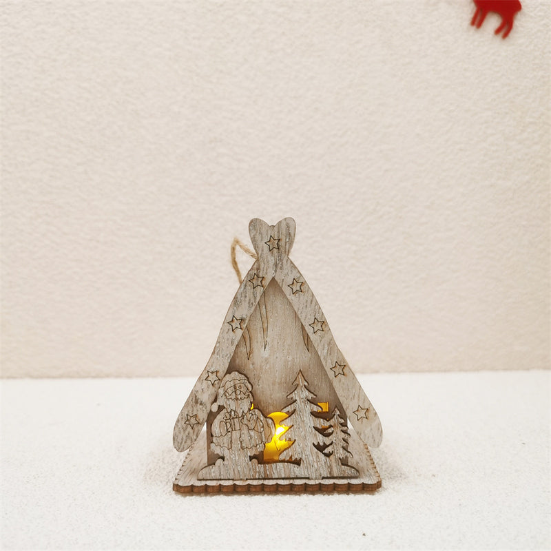 Bulk Christmas DIY Glow Cabin with Rope for Xmas Tree Pendant Decoration Toys Wholesale
