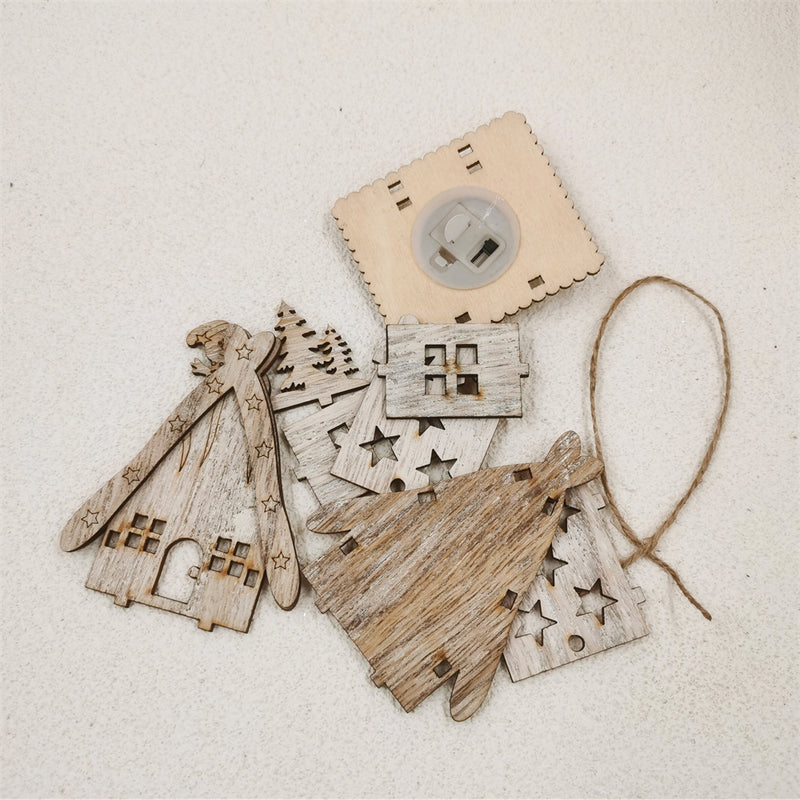 Bulk Christmas DIY Glow Cabin with Rope for Xmas Tree Pendant Decoration Toys Wholesale