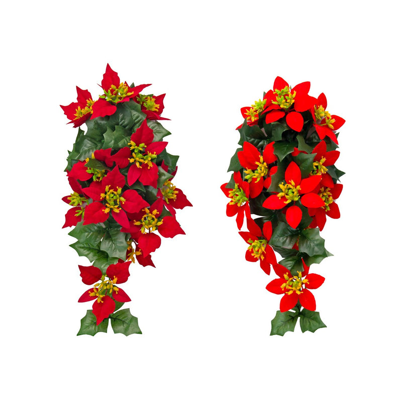 Ornement floral artificiel suspendu en forme de larme de poinsettia de Noël en gros