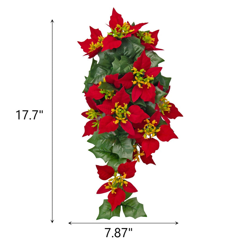 Ornement floral artificiel suspendu en forme de larme de poinsettia de Noël en gros