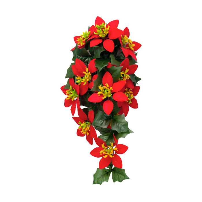 Bulk Christmas Poinsettia Teardrop Swag Artificial Floral Hanging Ornament Wholesale