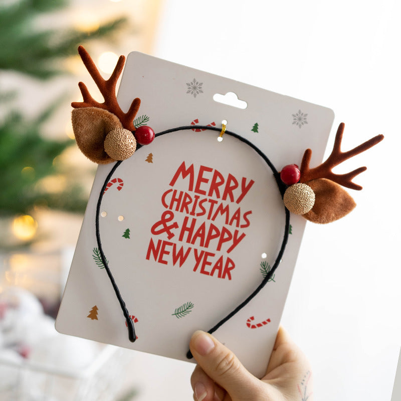 Serre-tête en bois de renne de Noël en vrac pour femmes, enfants, filles, vente en gros
