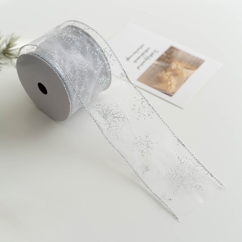 Bulk Christmas Snowflake Ribbon Mesh Ribbon DIY Bows Ribbon Christmas Tree Decoration Wholesale