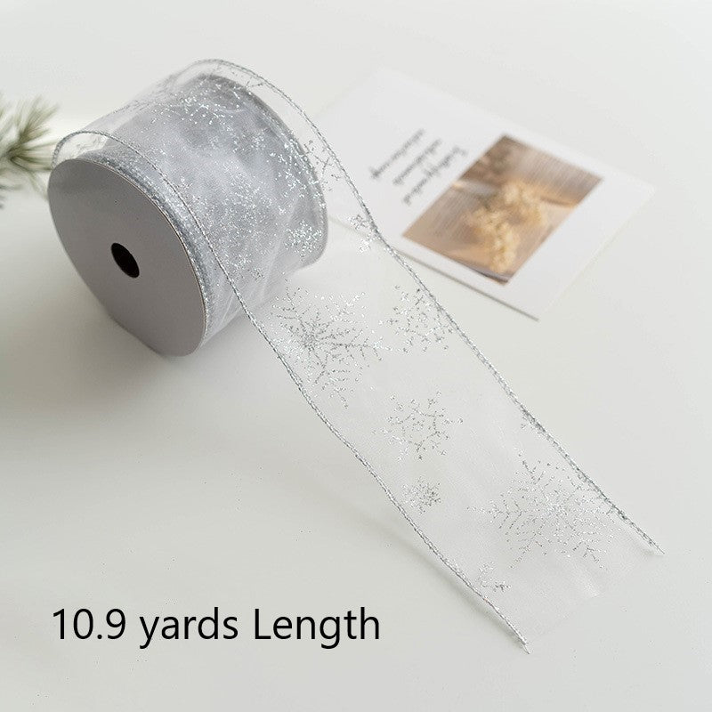 Bulk Christmas Snowflake Ribbon Mesh Ribbon DIY Bows Ribbon Christmas Tree Decoration Wholesale