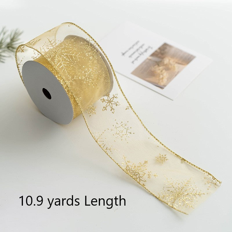 Bulk Christmas Snowflake Ribbon Mesh Ribbon DIY Bows Ribbon Christmas Tree Decoration Wholesale