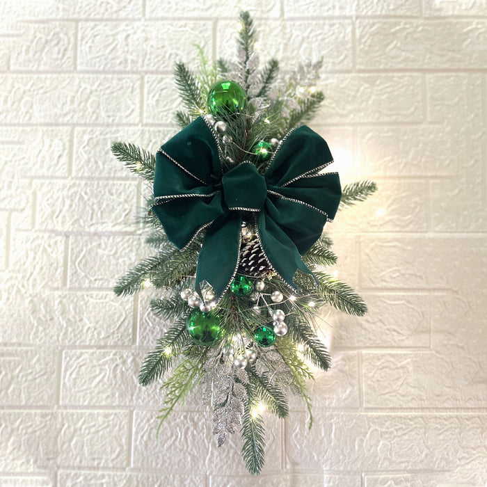 A granel preiluminado Artificial Navidad Swag decoración verde Navidad Swag invierno pino agujas decoración al por mayor 