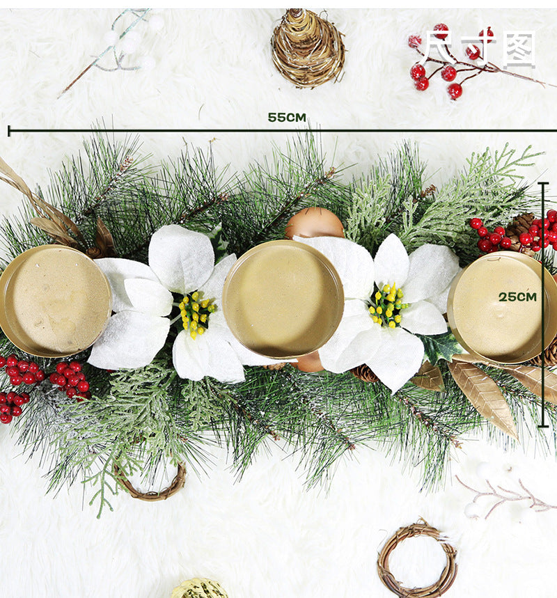 Bulk Christmas Table Centerpiece Decoration Christmas Triple Candelabrum Holiday Candle Holder for Dining Room Kitchen Wholesale