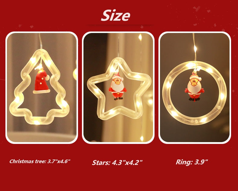 Bulk Christmas Window Hanging Lights Ornaments 118 Ft LED Curtain Lights Toys USB Powered String Lights with Smart Remote Control for Xmas Party Decor Wholesale